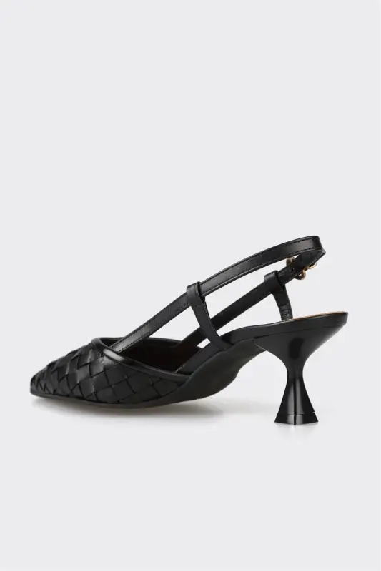 Black Leather Women's Casual Shoes - 3