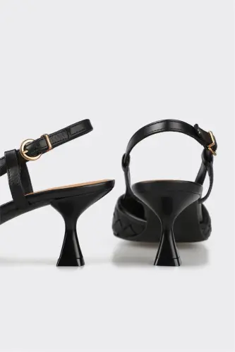 Black Leather Women's Casual Shoes - 4