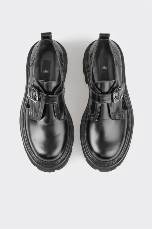 Black Leather Women's Casual Shoes - 4