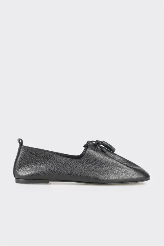 Black Leather Women's Casual Shoes-Black - ELLE SHOES