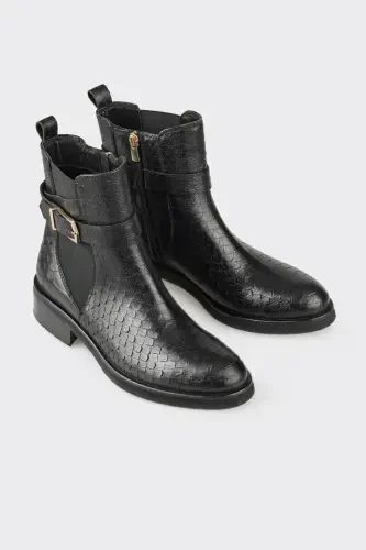 Black Leather Women's Classic Boot - ELLE (1)