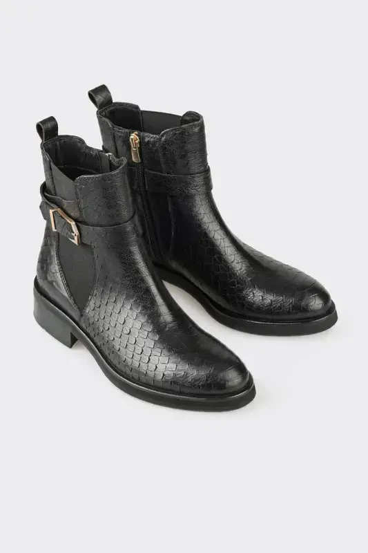 Black Leather Women's Classic Boot - 2
