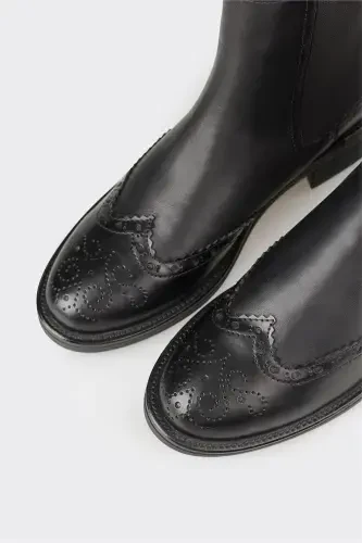 Black Leather Women's Classic Boot - 4