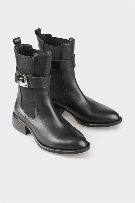 Black Leather Women's Classic Boot - 2