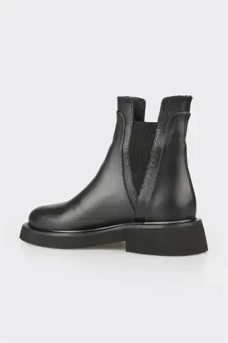 Black Leather Women's Daily Boot - 3