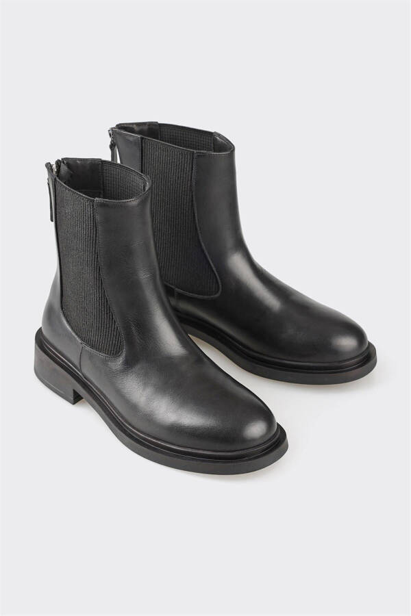Black Leather Women's Daily Boot - 2