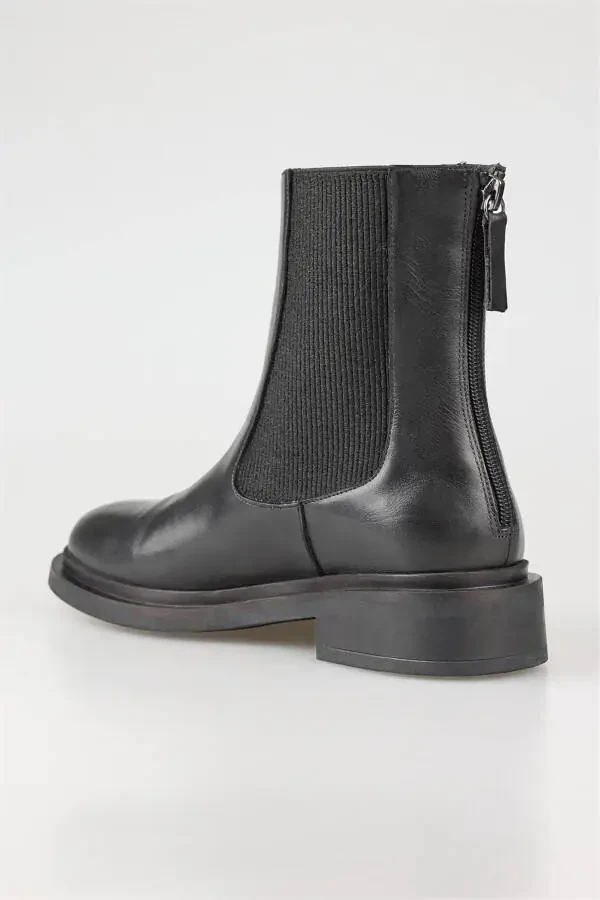 Black Leather Women's Daily Boot - 3