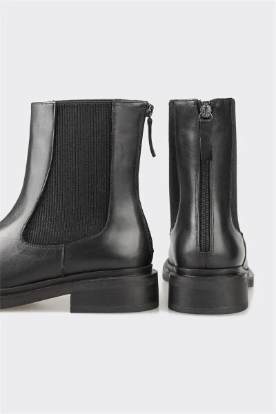 Black Leather Women's Daily Boot - 4