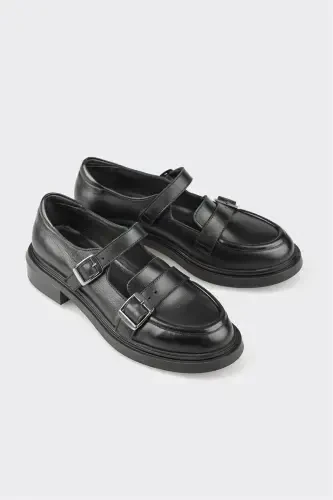Black Leather Women's Daily Shoes - ELLE (1)