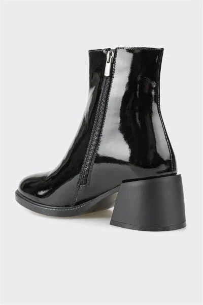 Black Leather Women's Heeled Boot - 3