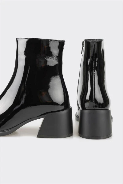 Black Leather Women's Heeled Boot - 4