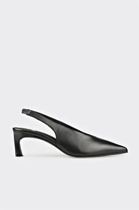 Black Leather Women's Heels - ELLE SHOES