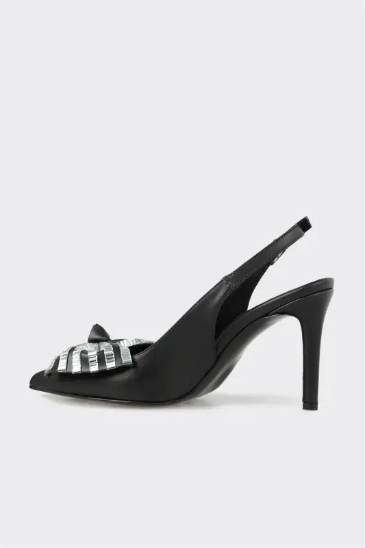 Black Leather Women's Heels - 3