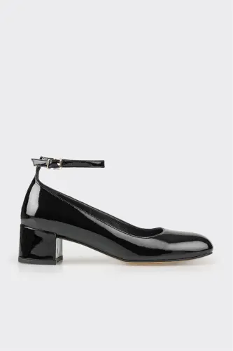 Black Leather Women's Heels - 1