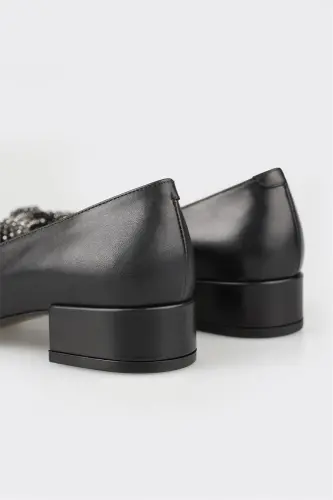 Black Leather Women's Heels - 4