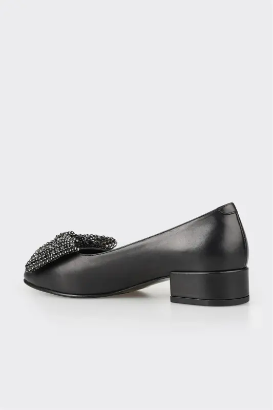 Black Leather Women's Heels - 3