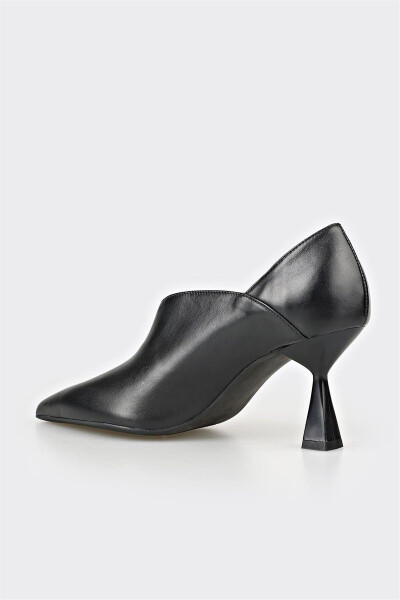 Black Leather Women's Heels - 3