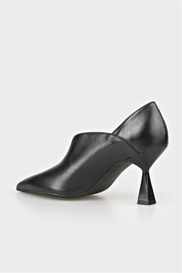 Black Leather Women's Heels - 3