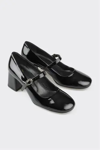 Black Leather Women's Heels - 2