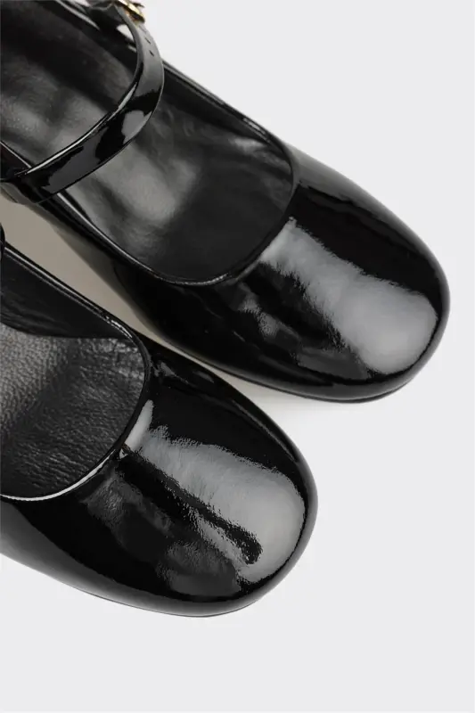 Black Leather Women's Heels - 4