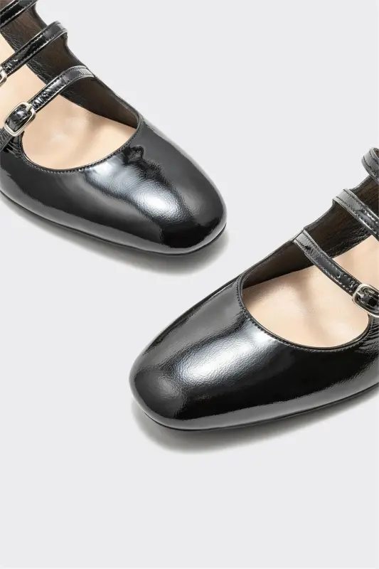 Black Leather Women's Heels - 3