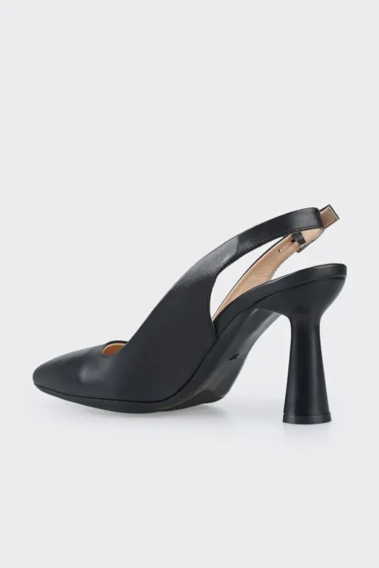 Black Leather Women's Heels - 3