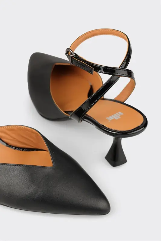 Black Leather Women's High Heels - 4