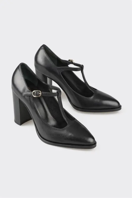 Black Leather Women's Shoes - 2