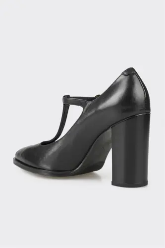 Black Leather Women's Shoes - 3
