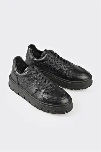 Black Leather Women's Sneaker - Black - ELLE SHOES (1)