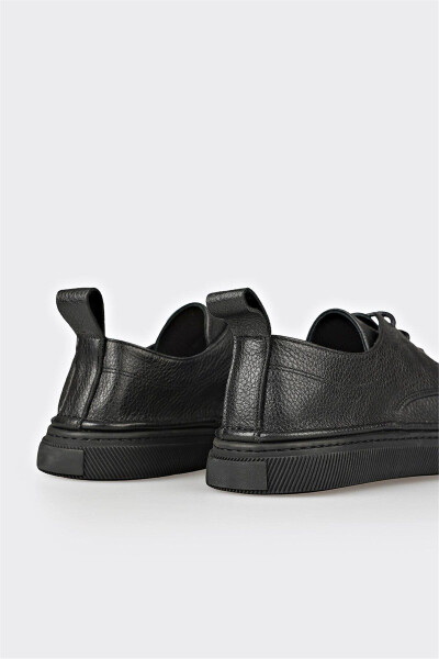 Black Leather Women's Sneakers - Black - 5