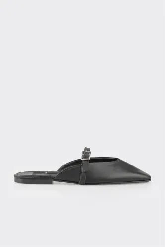 Black Leather Women's Sport Sandals - 1