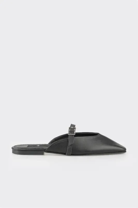 Black Leather Women's Sport Sandals - 1