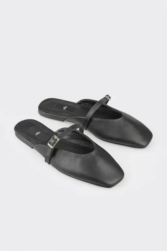 Black Leather Women's Sport Sandals - 2
