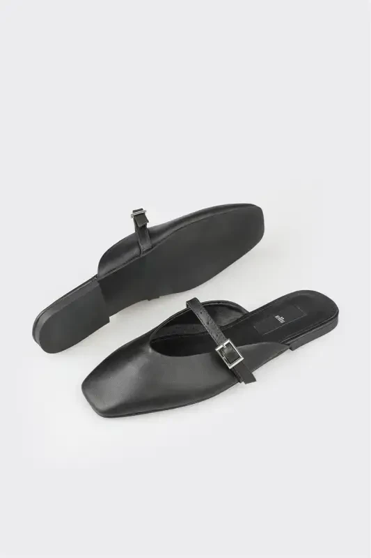 Black Leather Women's Sport Sandals - 3