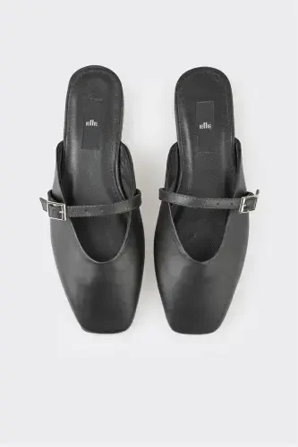 Black Leather Women's Sport Sandals - 4