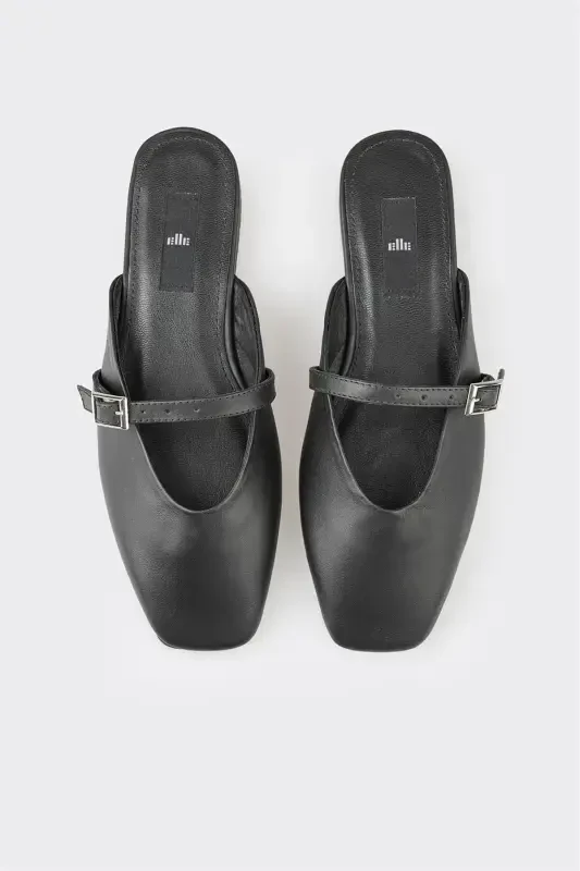 Black Leather Women's Sport Sandals - 4