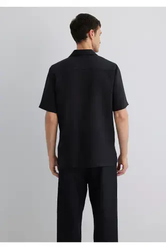 Black Linen Shirt Regular Fit - 5