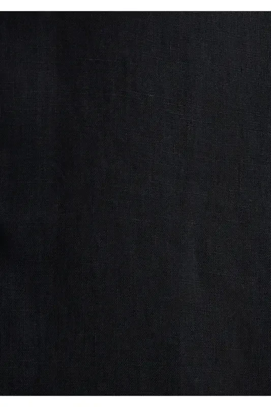 Black Linen Shirt Regular Fit - 7