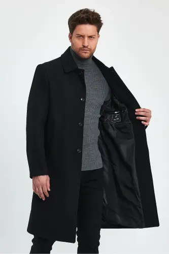 Black long cashmere coat 