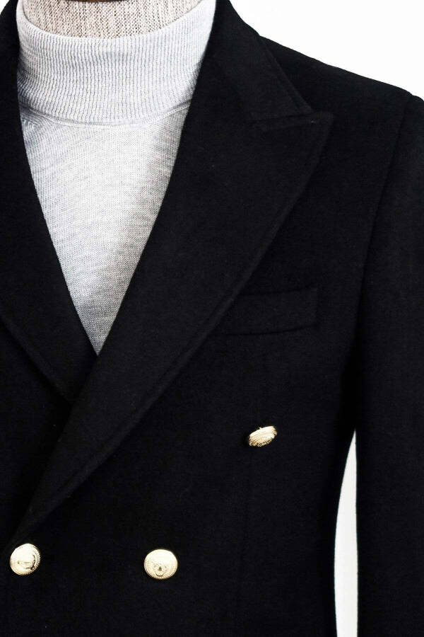 Black long coat for men with metal buttons - Wessi - 2