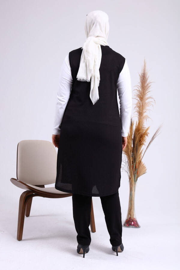 Black Long Summer Vest with Pockets and Zipper for Women's Modest Wear - 15