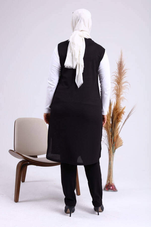 Black Long Summer Vest with Pockets and Zipper for Women's Modest Wear - 7