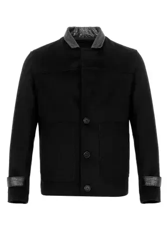 Black Lupan Cashmere Fabric Men's Jacket - 7
