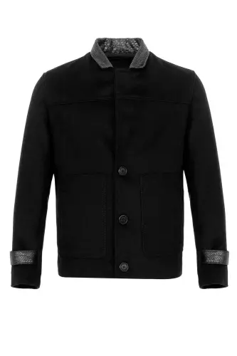 Black Lupan Cashmere Fabric Men's Jacket - 7