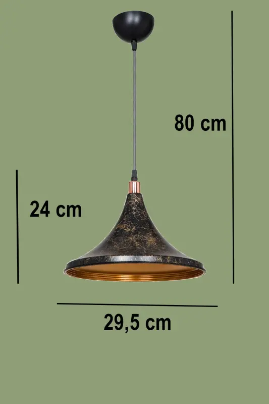 Black Marble Pattern Pendant Chandelier Bedroom Living Room Kitchen Hallway Lamp-Black - 2