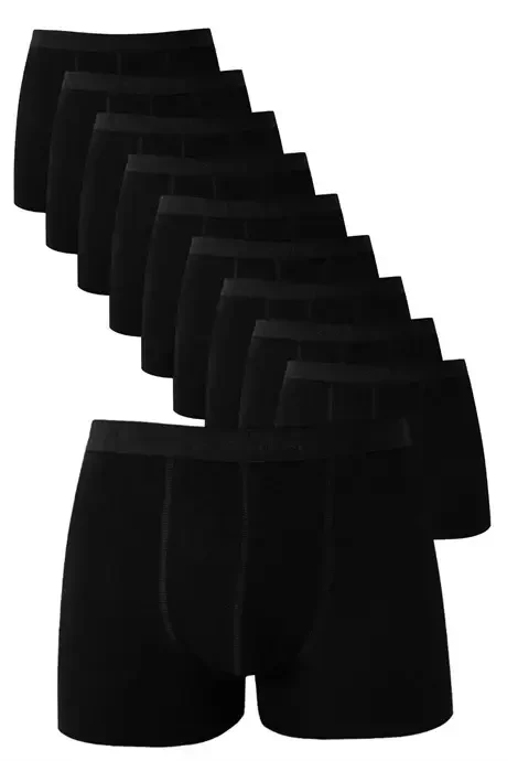 Black Men's Boxer 10-Pack Cotton Stretch Fabric - BÜYÜKBEDENIZ