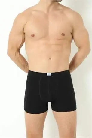 Black Men's Boxer Briefs Plain 3 Pack Cotton Lycra - 7