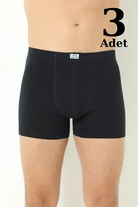 Black Men's Boxer Briefs Plain 3 Pack Cotton Lycra - 1