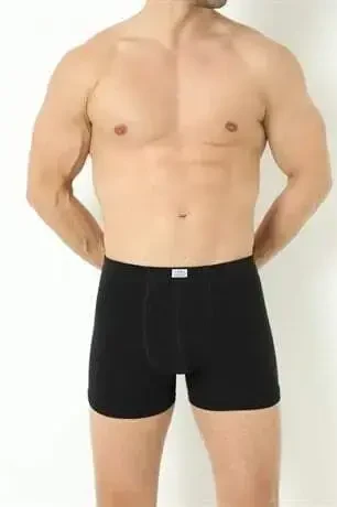 Black Men's Boxer Briefs Plain 3 Pack Cotton Lycra - 7